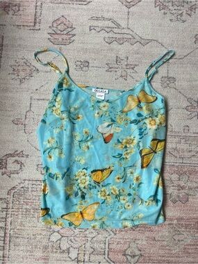 OO LALA Blue Floral Butterfly Cami Fairycore Womens L